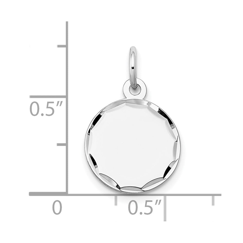 14k White Gold Etched Edge .018 Gauge Engraveable Round 13mm Disc Charm