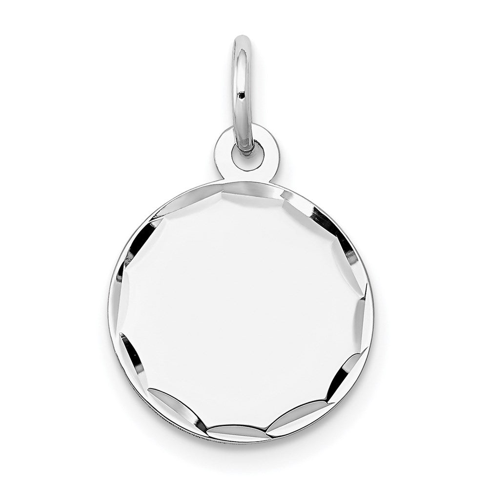 14k White Gold Etched Edge .018 Gauge Engraveable Round 13mm Disc Charm