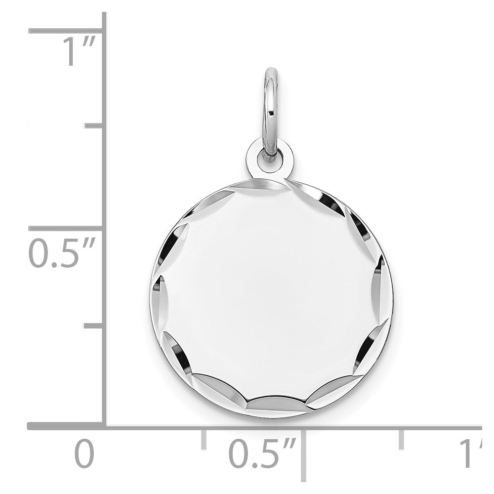 14k White Gold Etched Edge .027 Gauge Engraveable Round 16mm Disc Charm