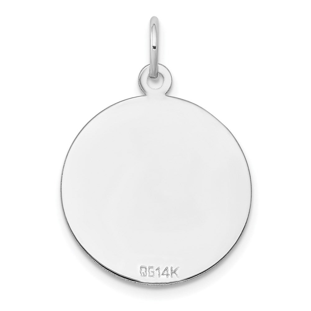 14k White Gold Etched Edge .035 Gauge Engraveable Round 19mm Disc Charm