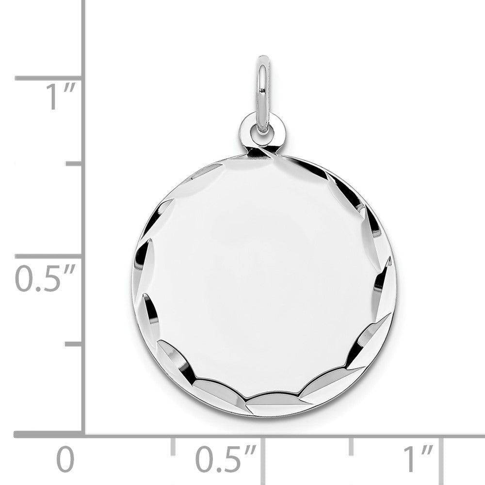 14k White Gold Etched Edge .018 Gauge Engraveable Round 19mm Disc Charm