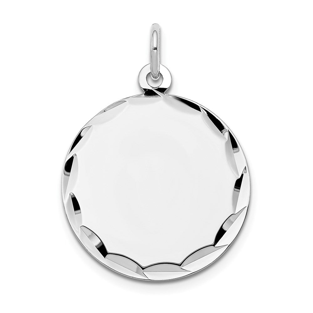 14k White Gold Etched Edge .018 Gauge Engraveable Round 19mm Disc Charm