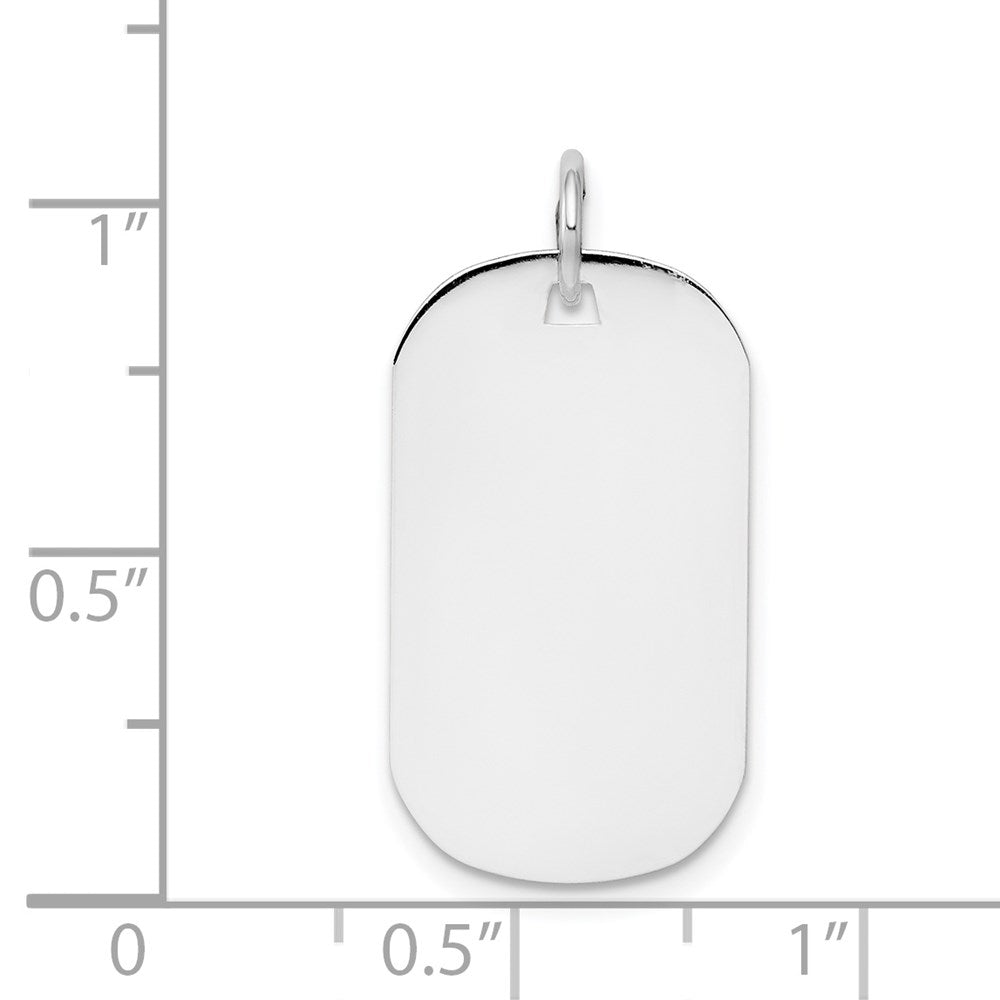 14k White Gold Plain 22.8x12.8mm .011 Gauge Engraveable Dog Tag Disc Charm