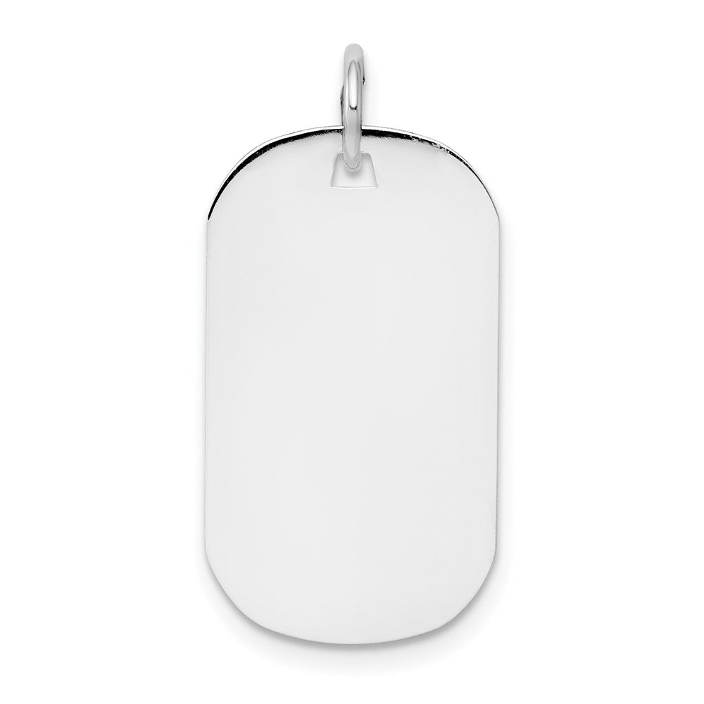 14k White Gold Plain 22.8x12.8mm .011 Gauge Engraveable Dog Tag Disc Charm