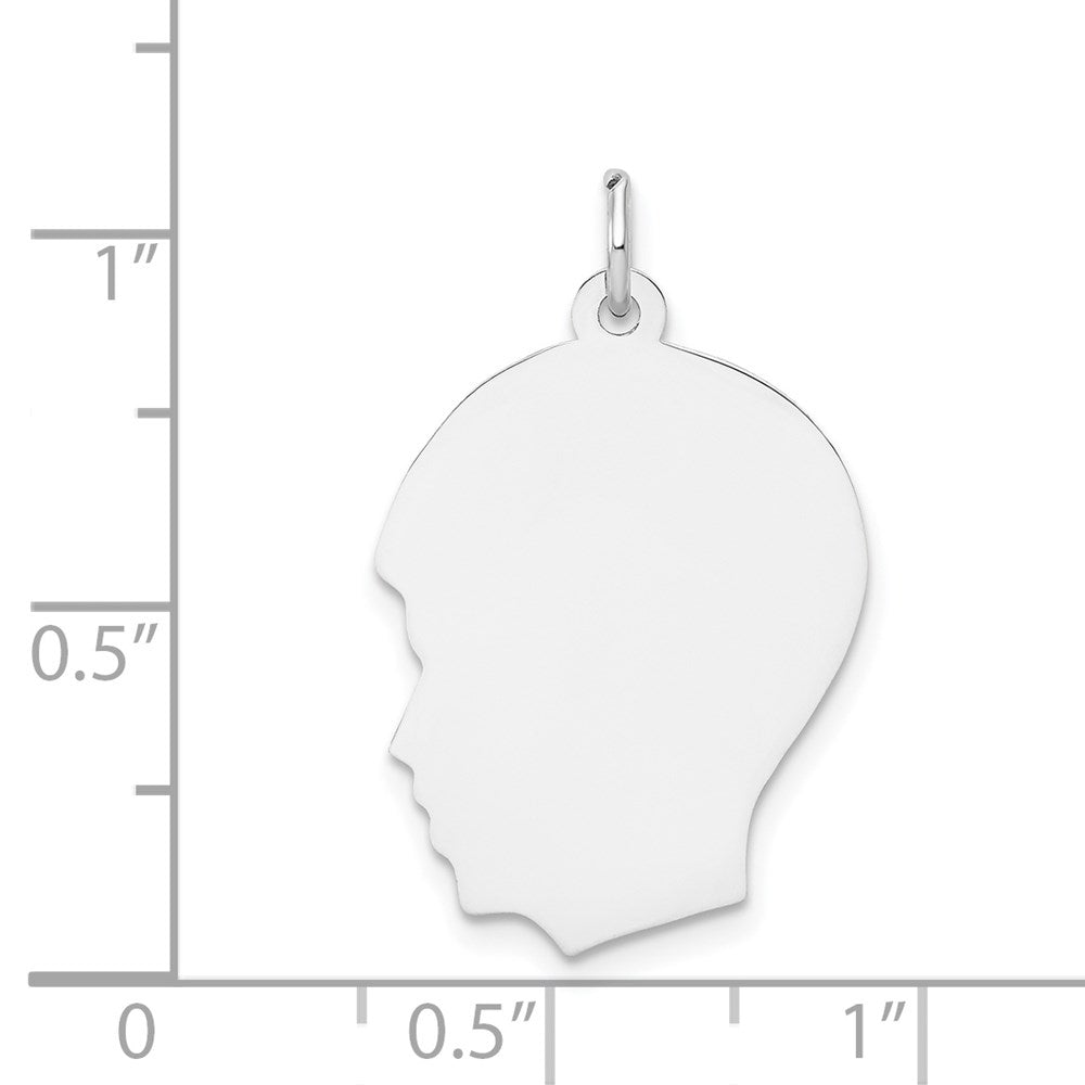 14k White Gold Plain Medium.035 Depth Facing Left Engravable Boy Charm