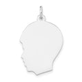14k White Gold Plain Medium.009 Depth Facing Left Engravable Boy Charm