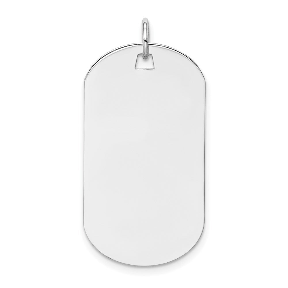 14k White Gold Plain 30.5x16.5mm .027 Gauge Engraveable Dog Tag Disc Charm