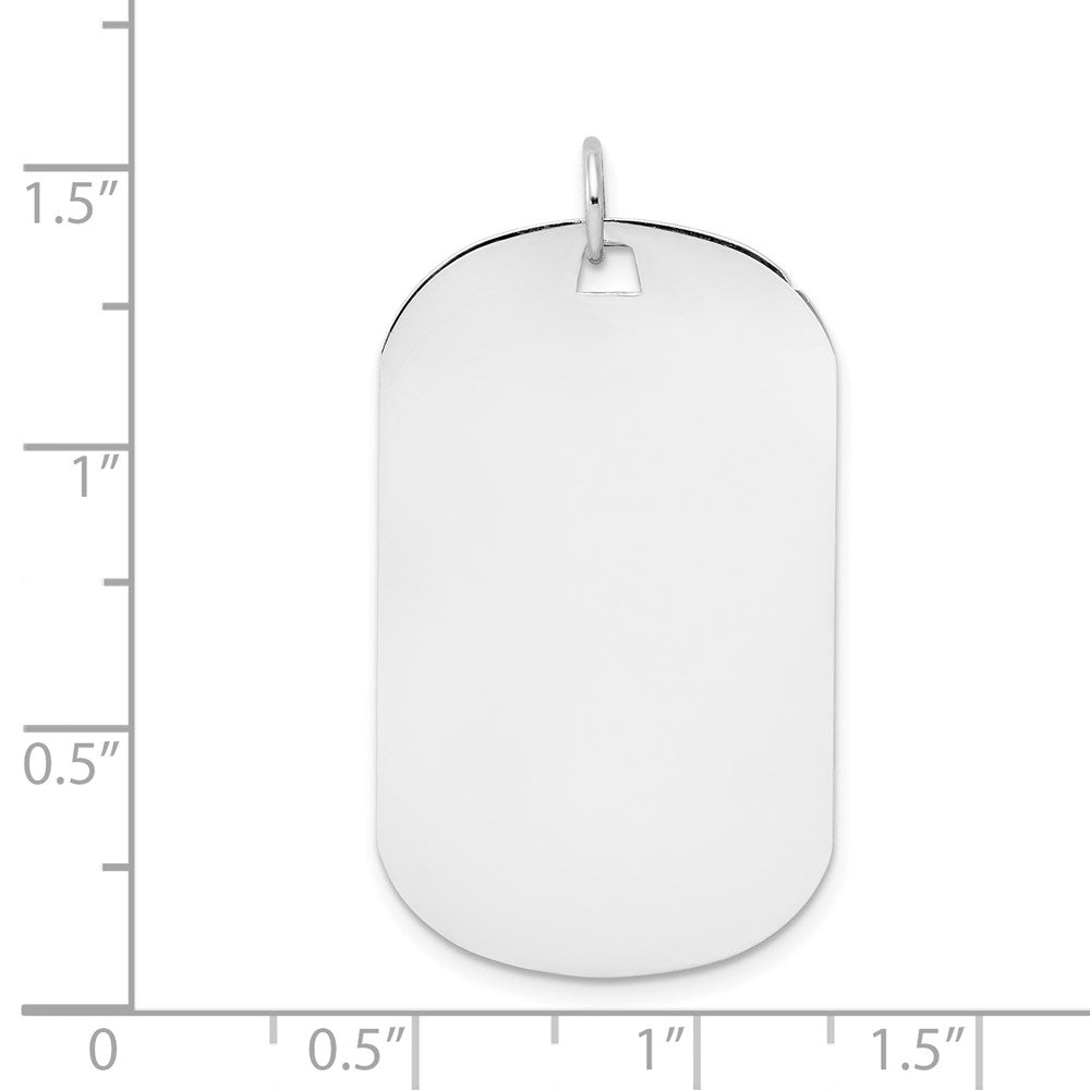 14k White Gold Plain 34.6x20.7mm .035 Gauge Engraveable Dog Tag Disc Charm