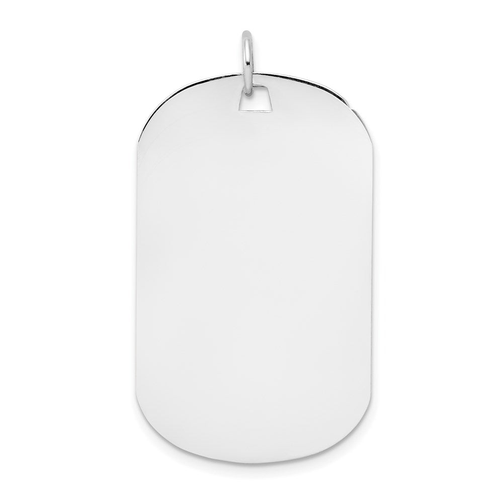 14k White Gold Plain 34.6x20.7mm .013 Gauge Engraveable Dog Tag Disc Charm