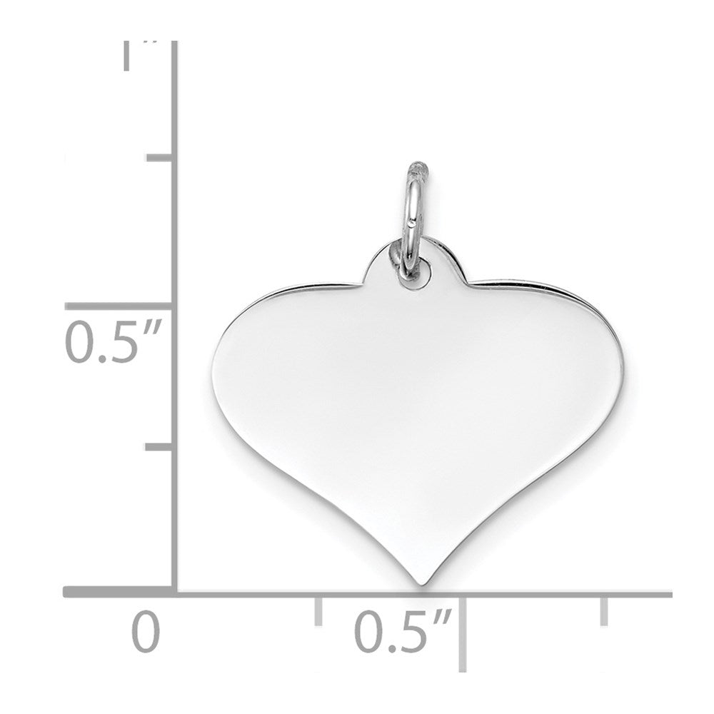 14k White Gold Plain .011 Gauge Engraveable Heart 16x18mm Disc Charm