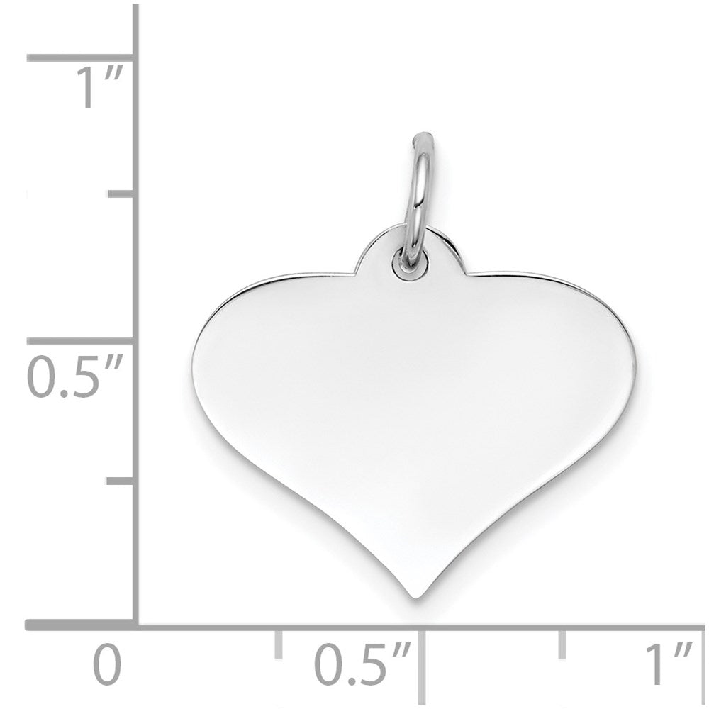 14k White Gold Plain .013 Gauge Engraveable Heart 18x19mm Disc Charm