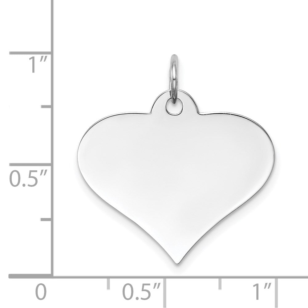 14k White Gold Plain .027 Gauge Engraveable Heart 19x22mm Disc Charm