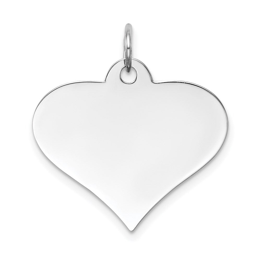 14k White Gold Plain .018 Gauge Engraveable Heart 19x22mm Disc Charm