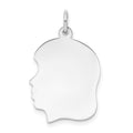 14k White Gold Plain Medium.018 Depth Facing Left Engravable Girl Charm