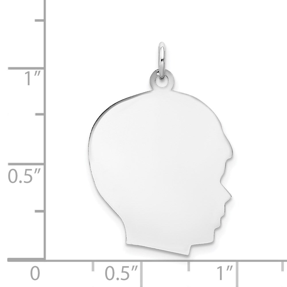 14k White Gold Plain Large.018 Depth Facing Right Engravable Boy Charm