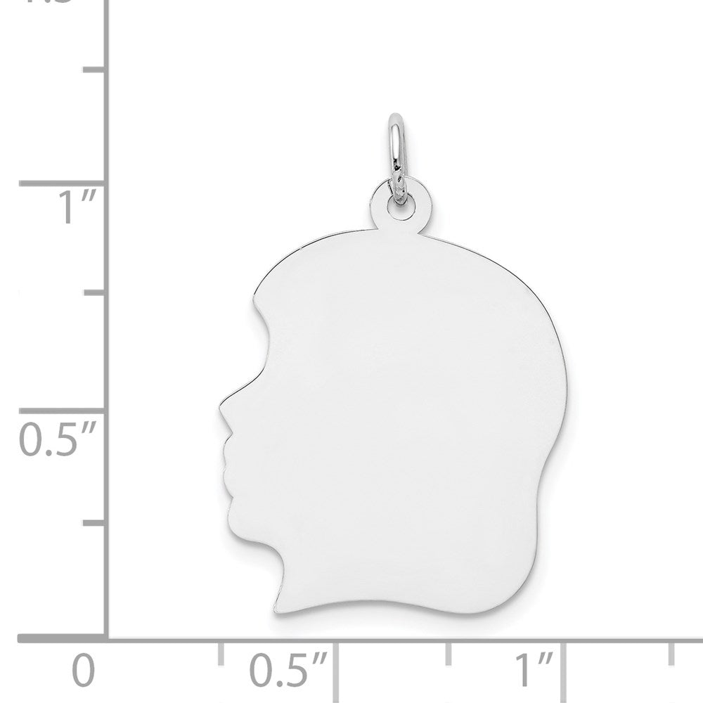 14k White Gold Plain Large.013 Depth Facing Left Engravable Girl Charm