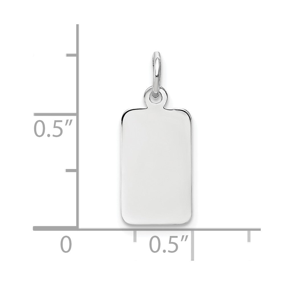 14k White Gold Plain 13x8mm .011 Gauge Rectangular Engravable Charm