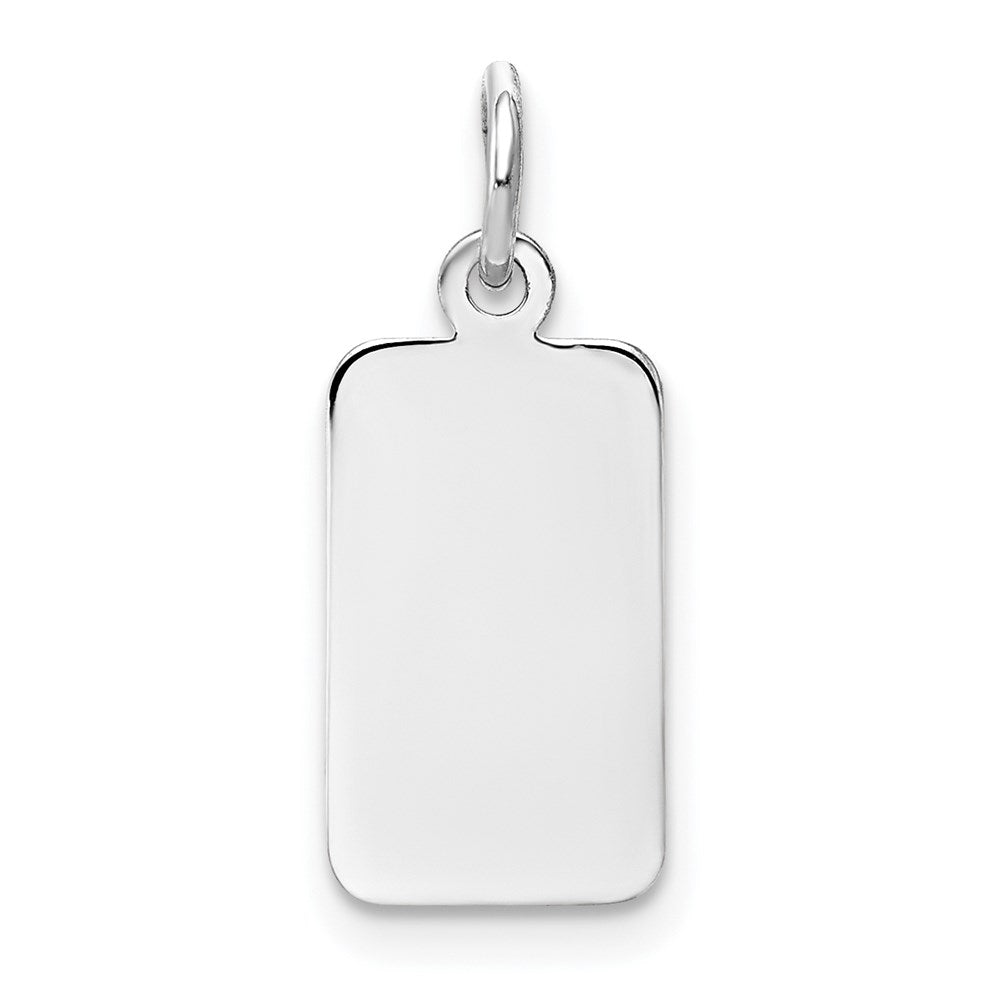 14k White Gold Plain 13x8mm .009 Gauge Rectangular Engravable Charm