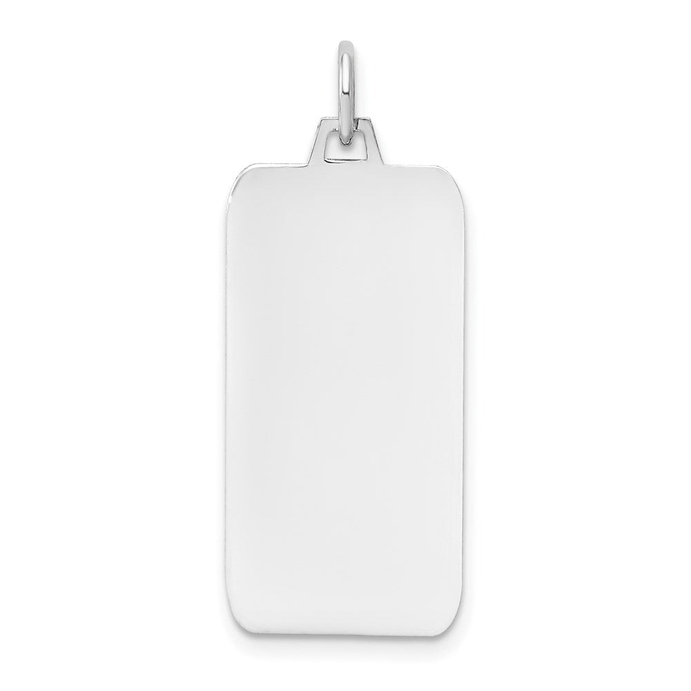 14k White Gold Plain 25.4x12.8mm .011 Gauge Rectangular Engravable Charm