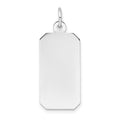 14k White Gold Plain 21.7x11.5mm .027 Gauge Rectangular Engravable Charm
