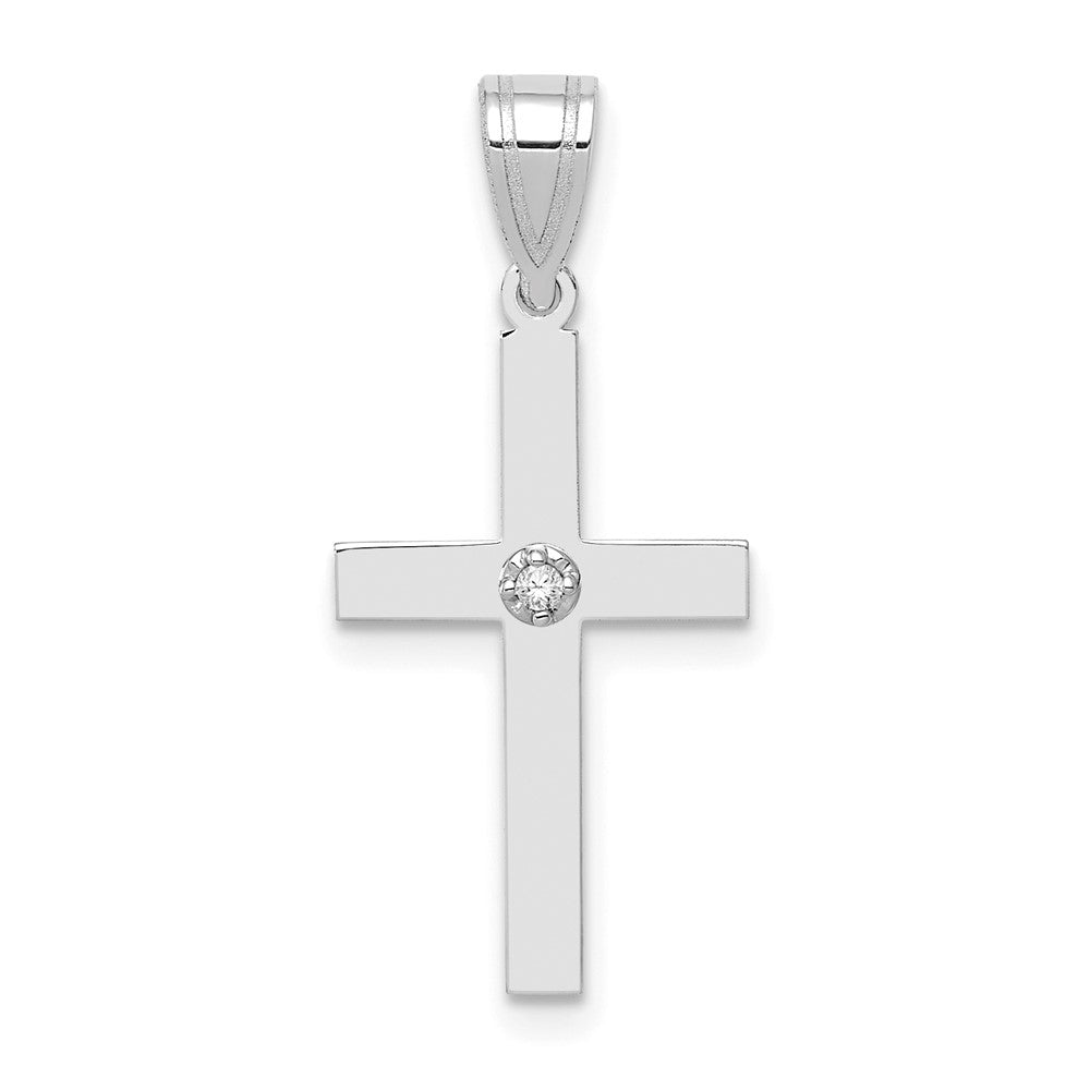 14k White Gold .01 carat Diamond Cross Pendant