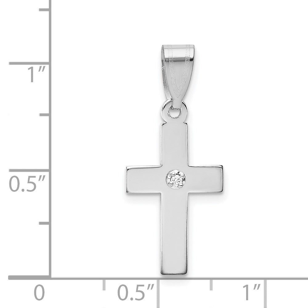 14k White Gold .01 carat Diamond Cross Pendant