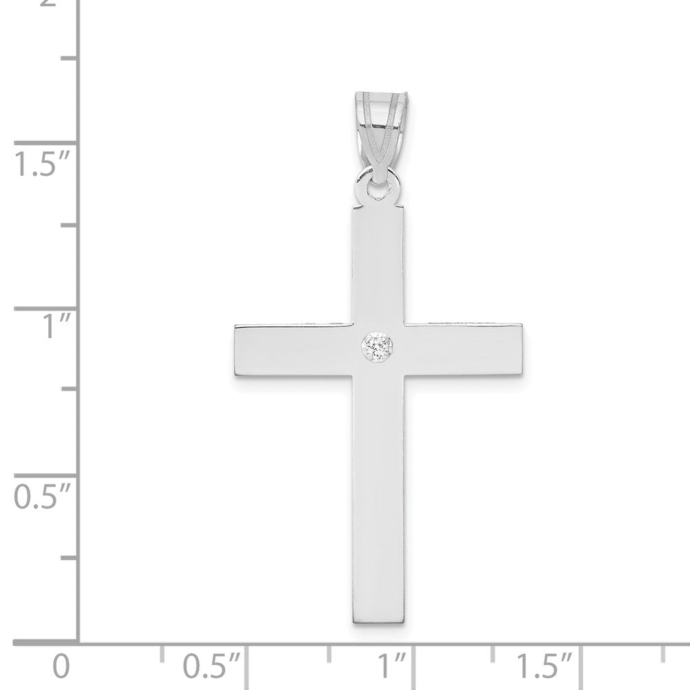 14k White Gold .02 carat Diamond Cross Pendant