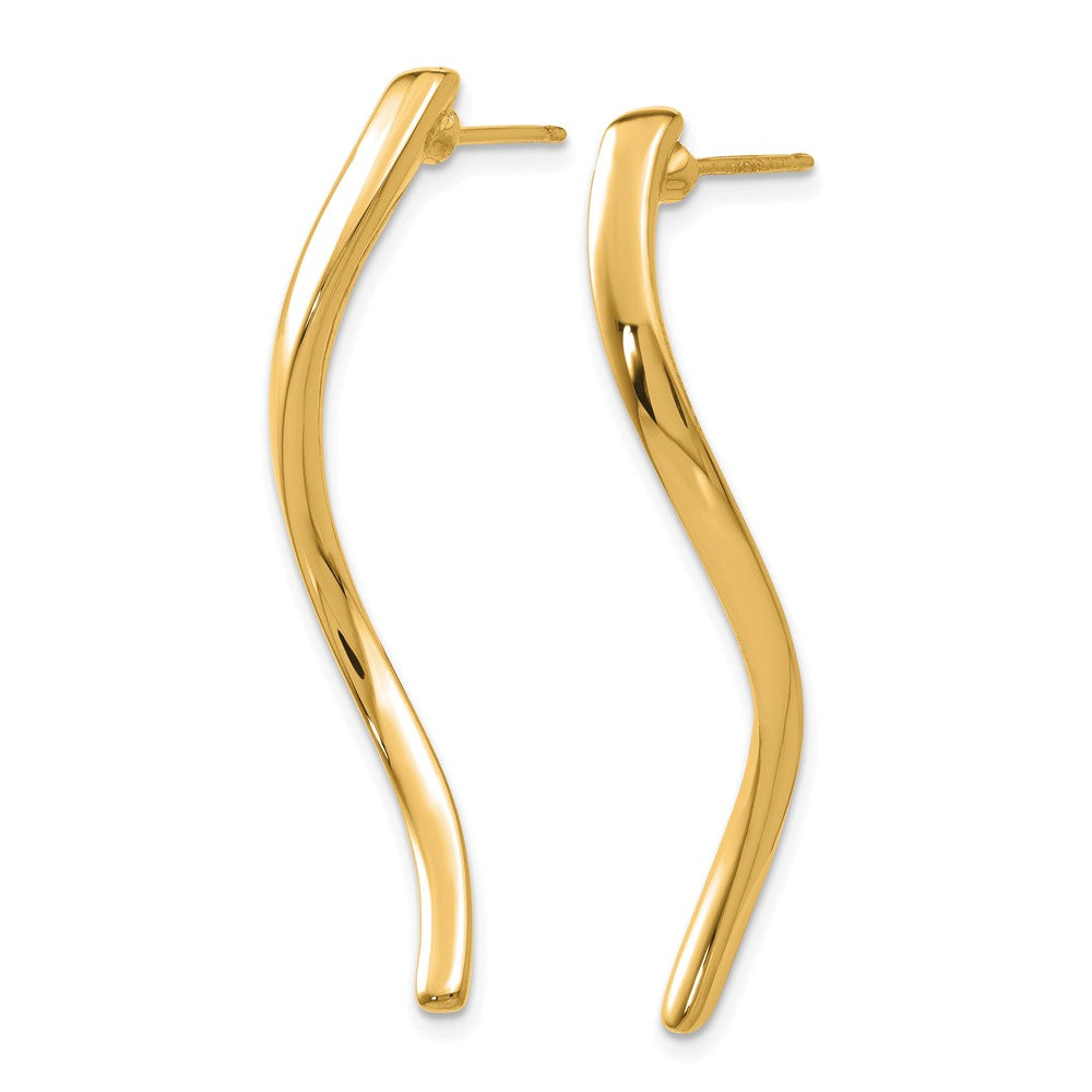 14k Polished Long Curled Post Earrings