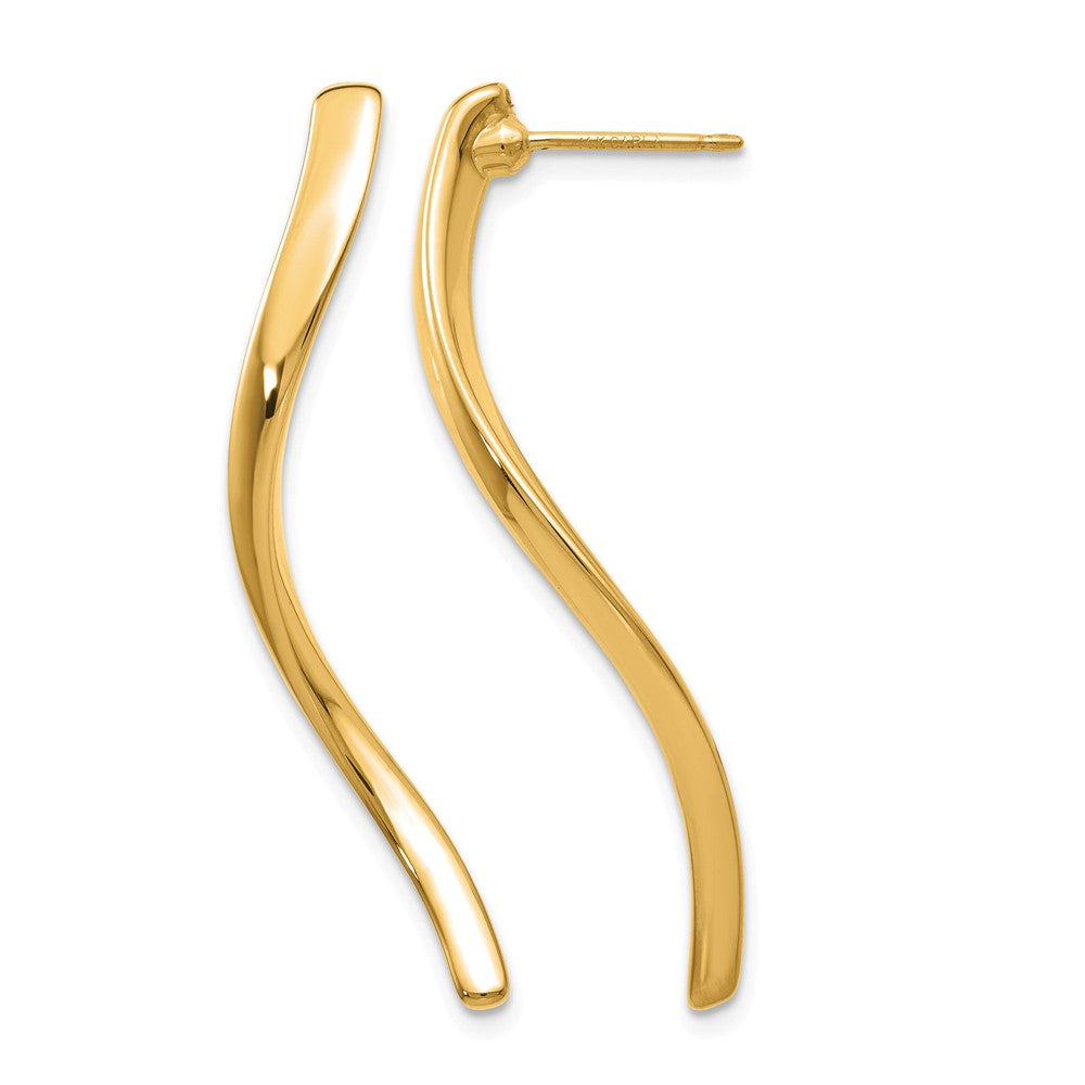 14k Polished Long Curled Post Earrings