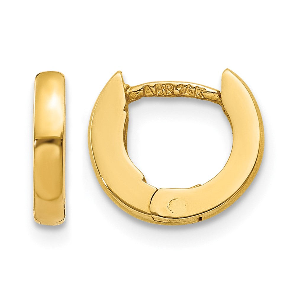 14k Polished Round Hinged Hoop Earrings