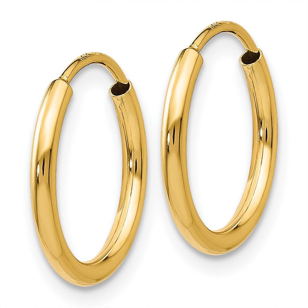 14k 1.5x15mm Polished Round Endless Tube Hoop Earrings