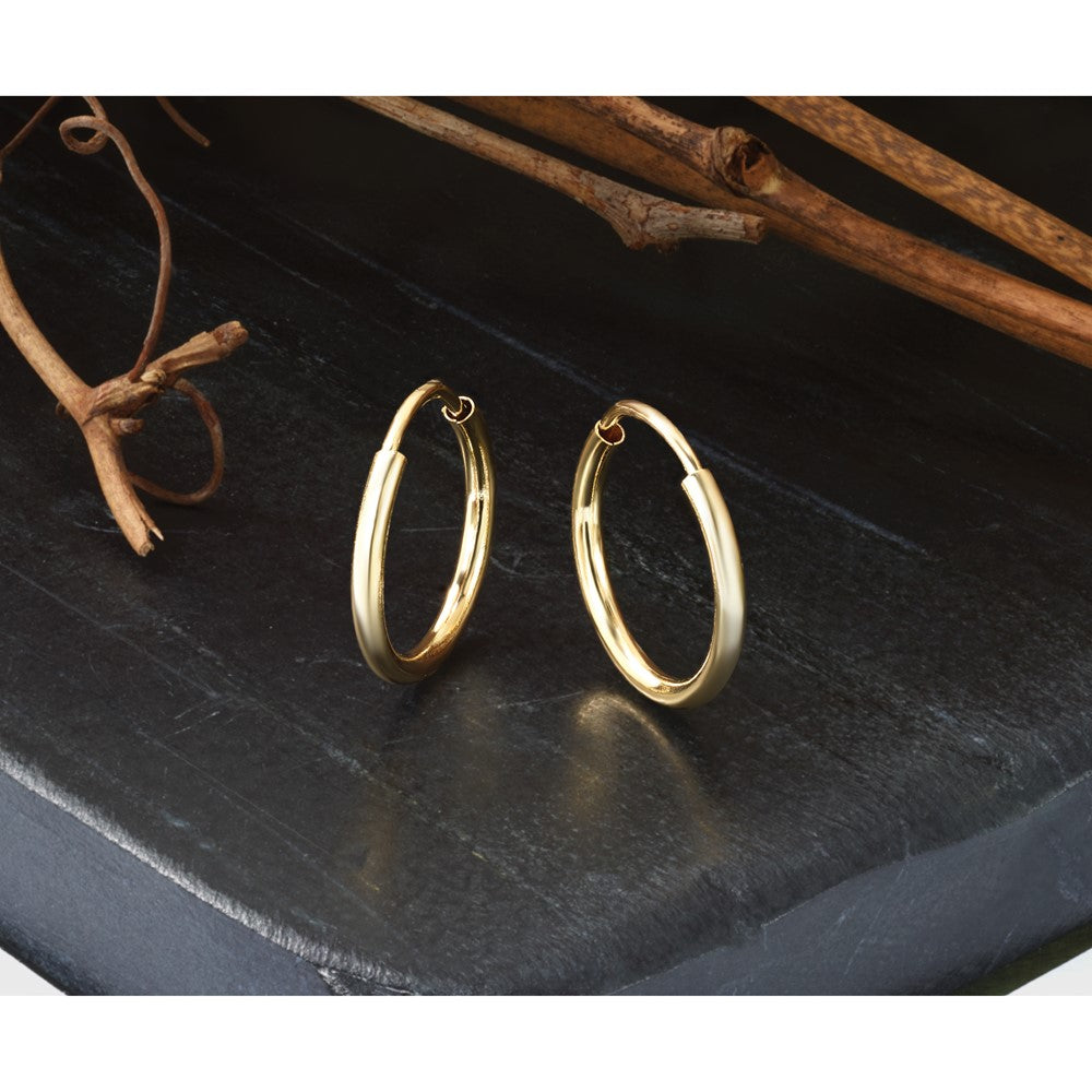14k 1.5x15mm Polished Round Endless Tube Hoop Earrings