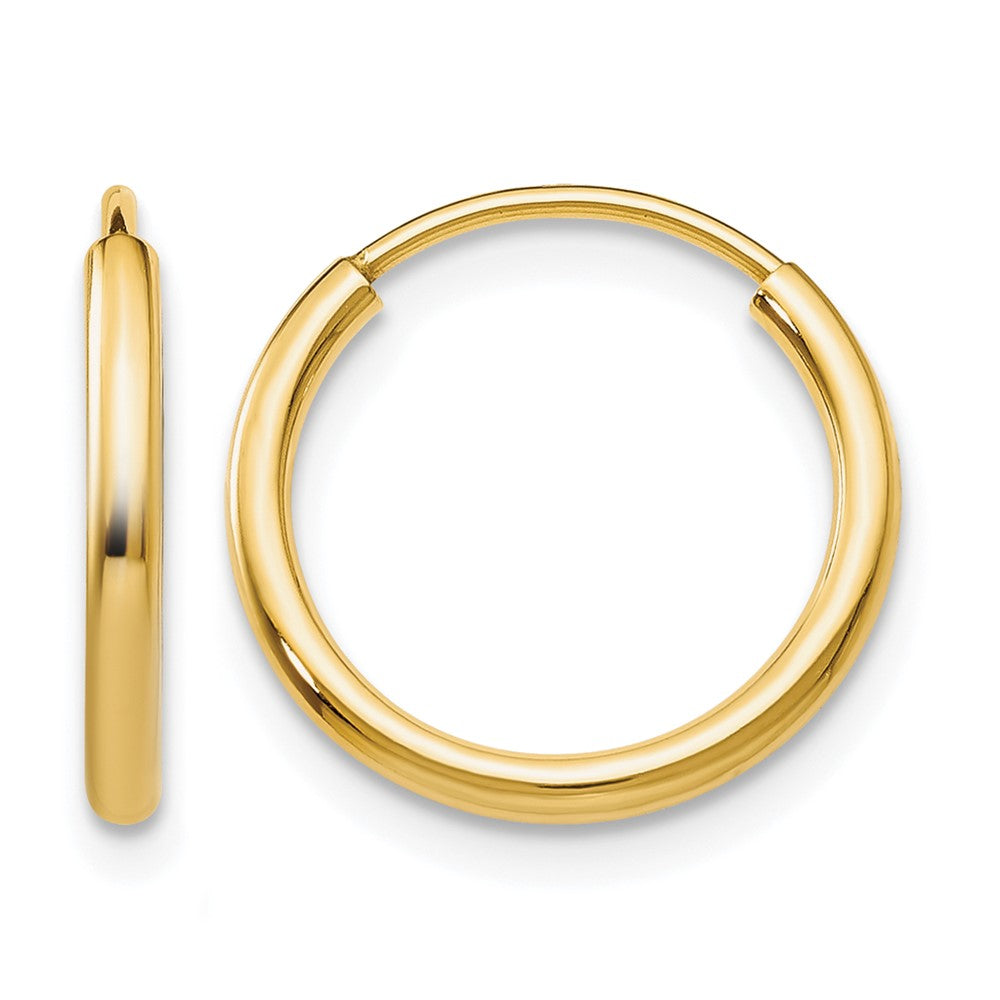 14k 1.5x15mm Polished Round Endless Tube Hoop Earrings