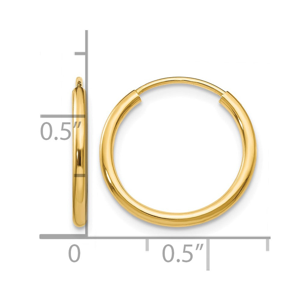 14k 1.5x16mm Polished Round Endless Tube Hoop Earrings