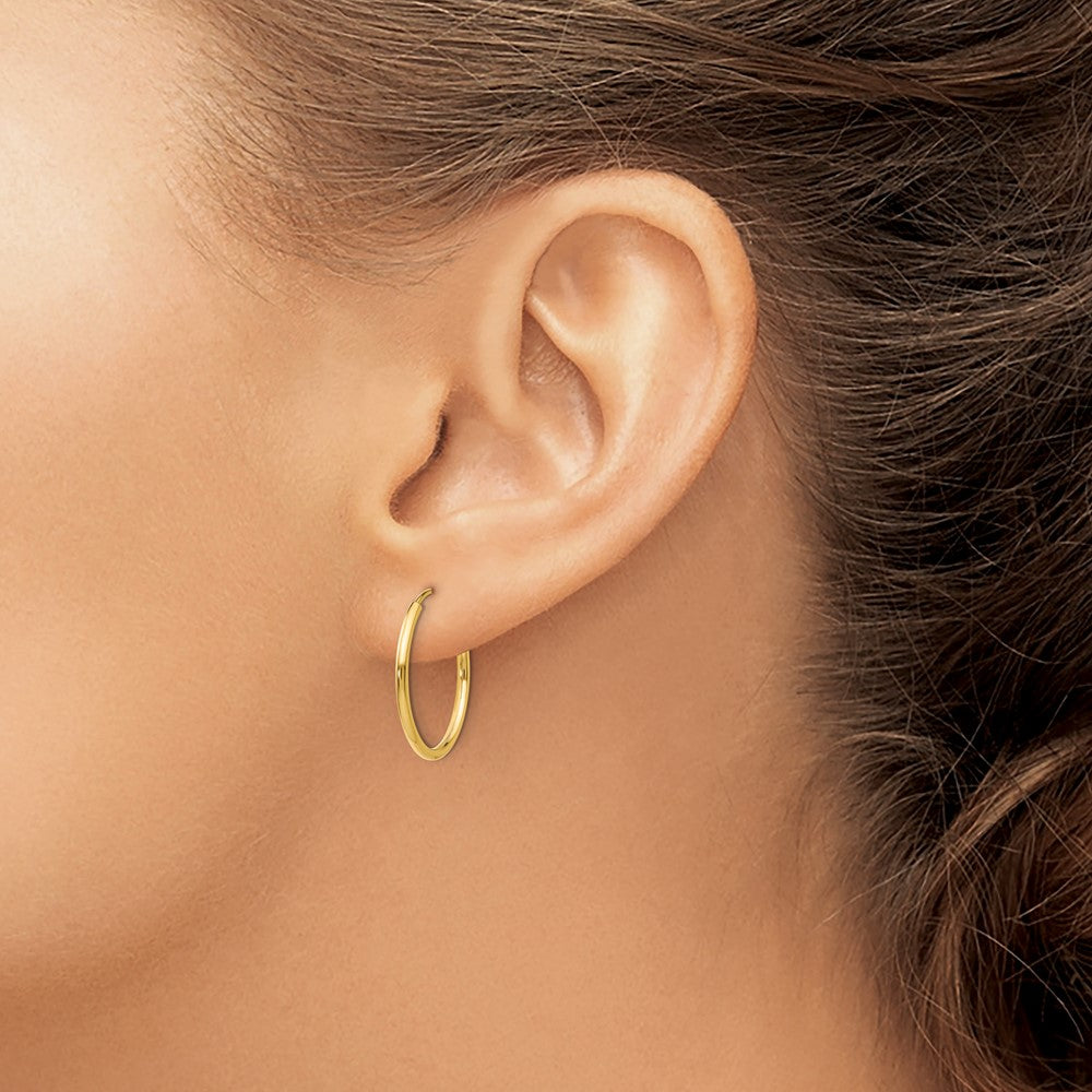 14k 1.5x17mm Polished Round Endless Tube Hoop Earrings