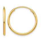 14k 1.5x17mm Polished Round Endless Tube Hoop Earrings