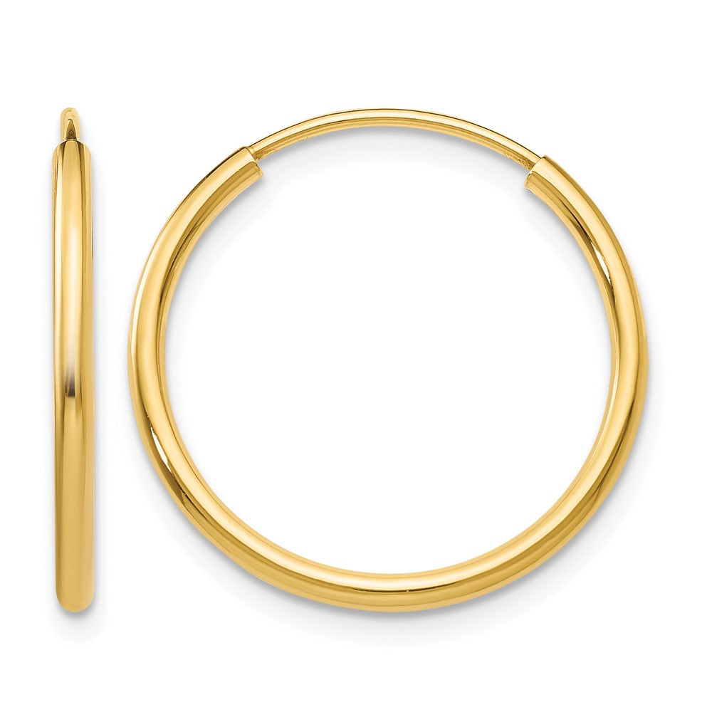 14k 1.5x17mm Polished Round Endless Tube Hoop Earrings