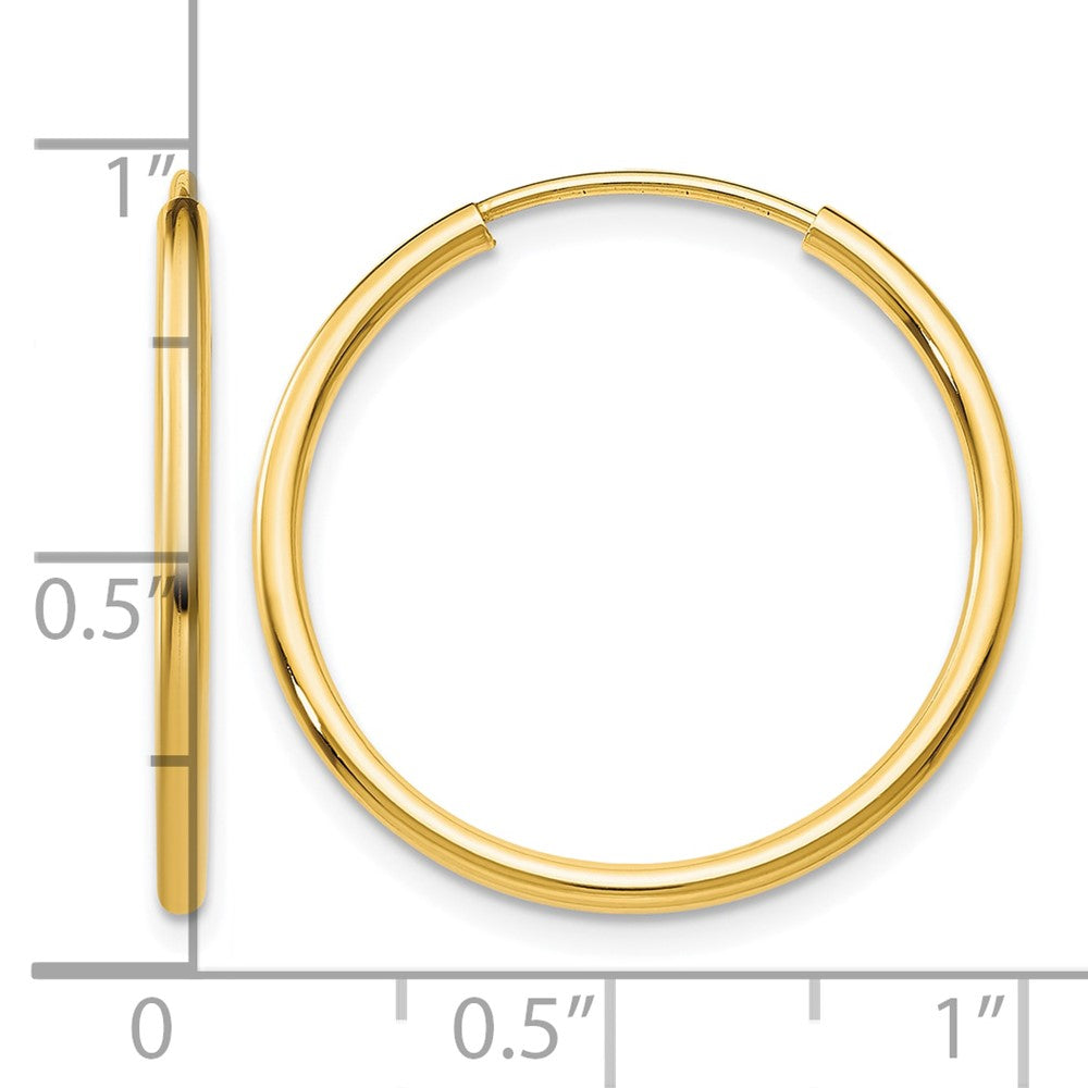 14k 1.5x23mm Polished Round Endless Tube Hoop Earrings