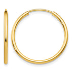 14k 1.5x23mm Polished Round Endless Tube Hoop Earrings