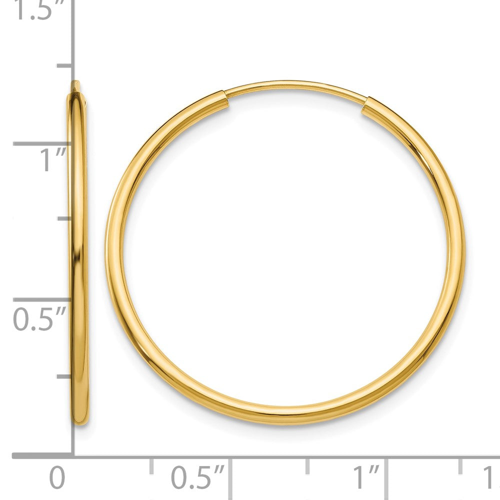 14k 1.5x26mm Polished Round Endless Tube Hoop Earrings