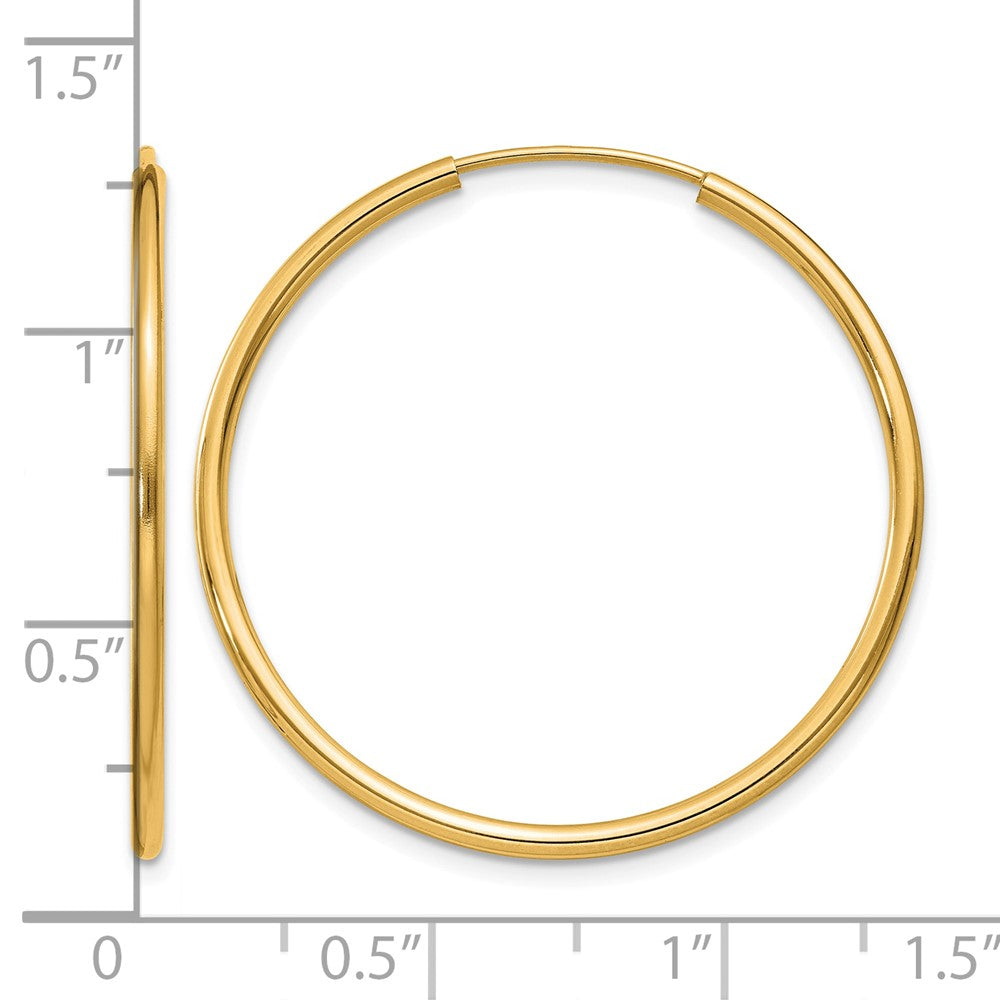 14k 1.5x30mm Polished Round Endless Tube Hoop Earrings