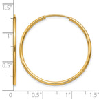 14k 1.5x30mm Polished Round Endless Tube Hoop Earrings
