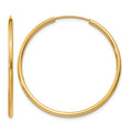 14k 1.5x30mm Polished Round Endless Tube Hoop Earrings