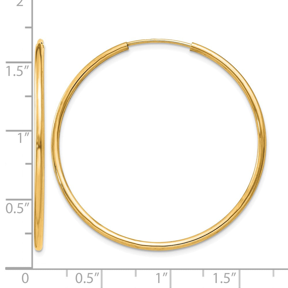 14k 1.5x38mm Polished Round Endless Tube Hoop Earrings