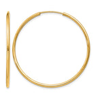 14k 1.5x38mm Polished Round Endless Tube Hoop Earrings