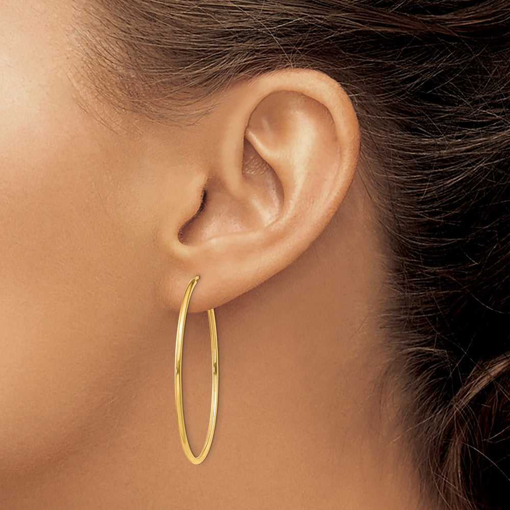 14k 1.5x40mm Polished Round Endless Tube Hoop Earrings