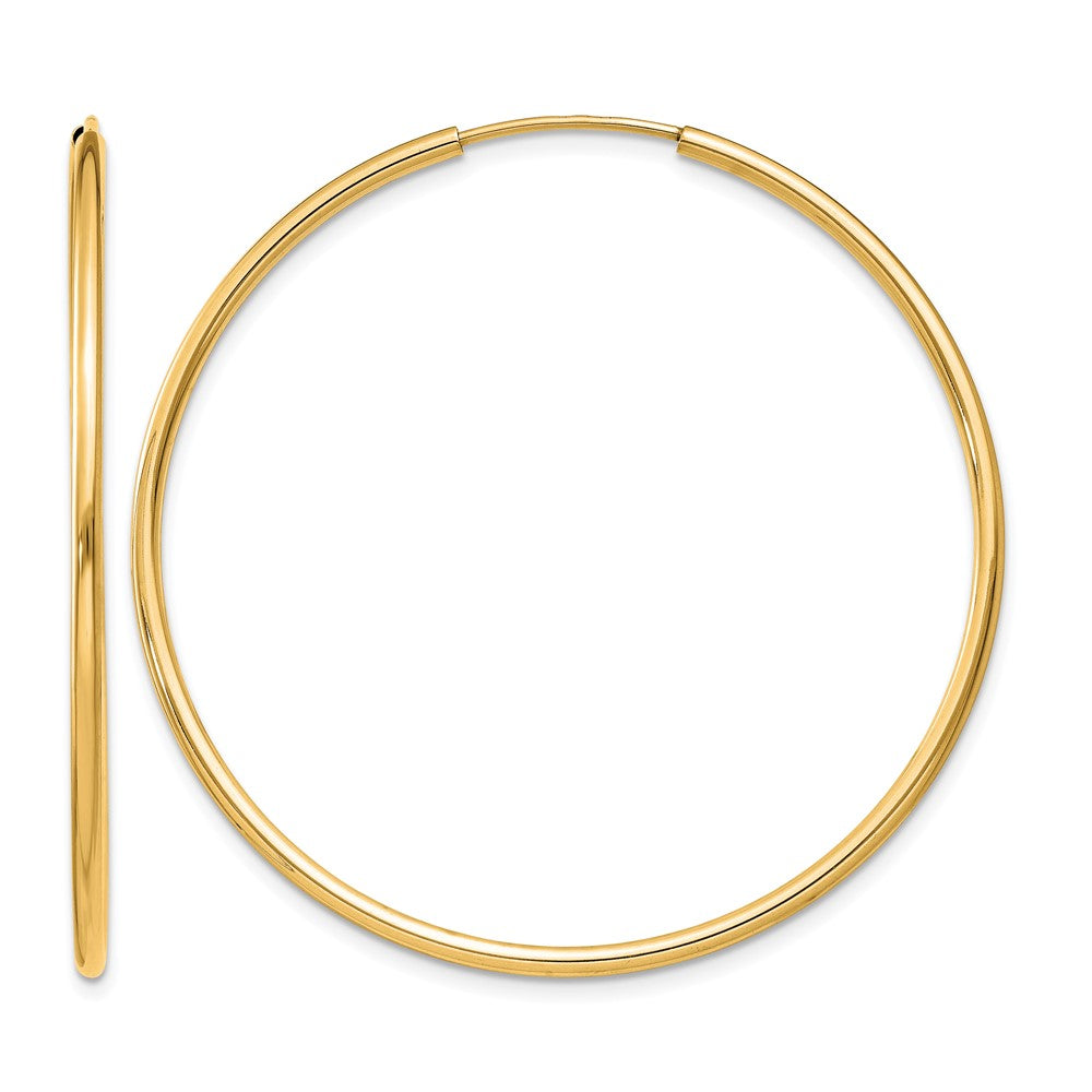 14k 1.5x40mm Polished Round Endless Tube Hoop Earrings
