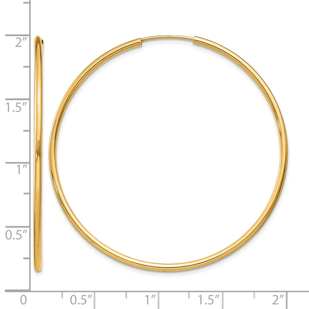 14k 1.5x45mm Polished Round Endless Tube Hoop Earrings