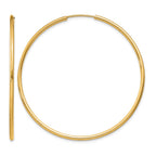 14k 1.5x45mm Polished Round Endless Tube Hoop Earrings