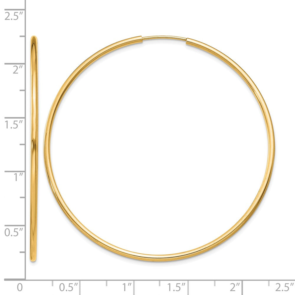 14k 1.5x51mm Polished Round Endless Tube Hoop Earrings